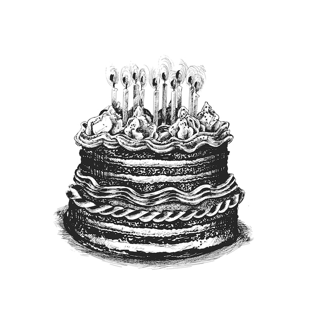 Gâteau d'anniversaire icône vector illustration Joyeux anniversaire Gâteau pour la célébration d'anniversaire avec des bougies