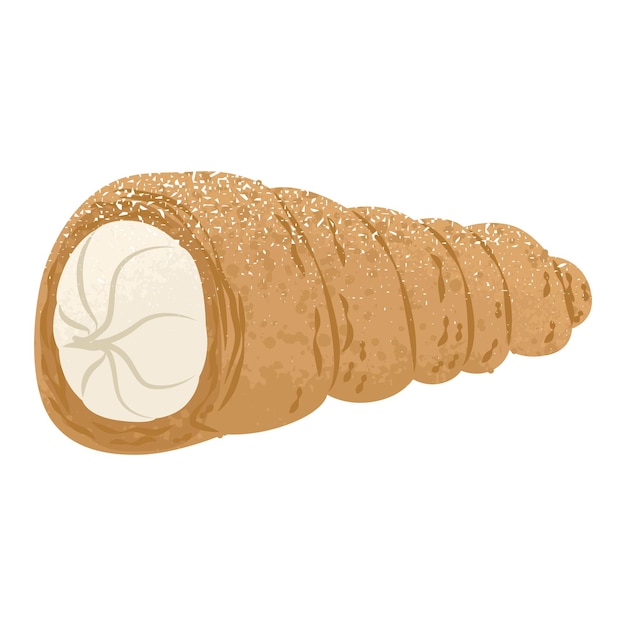 Vecteur gâteau à base de pâtisserie en forme de tube avec de la crème et du sucre en poudre pâtisseries sucrées pour la table de vacances magasine de bonbons illustration vectorielle isolée sur fond transparent