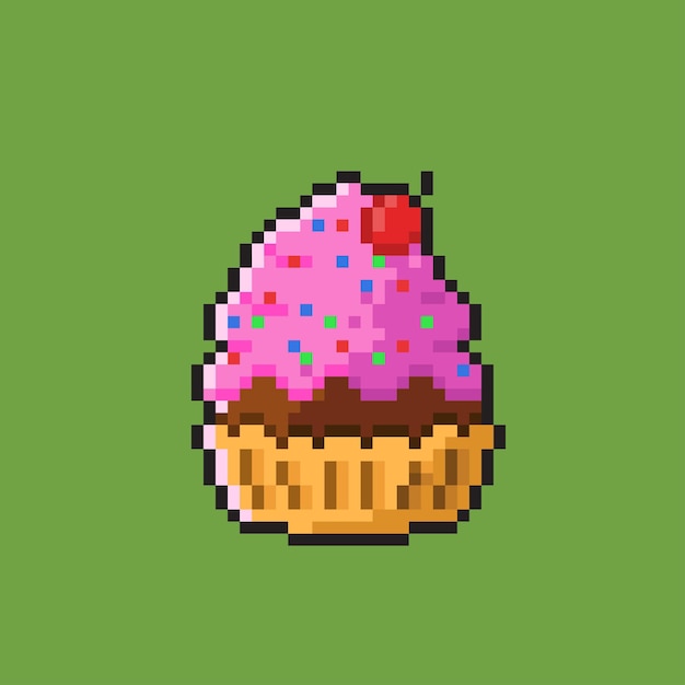 Gâteau à La Crème De Fraise Dans Un Style Pixel Art