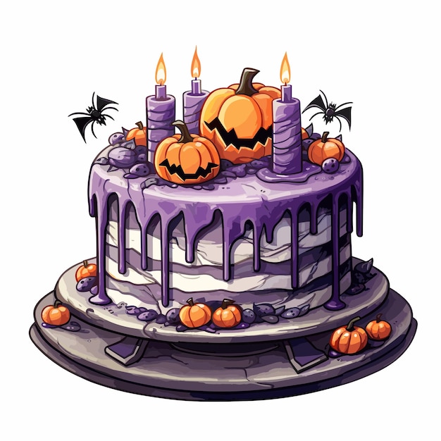 Vecteur gâteau d'halloween dessiné à la main