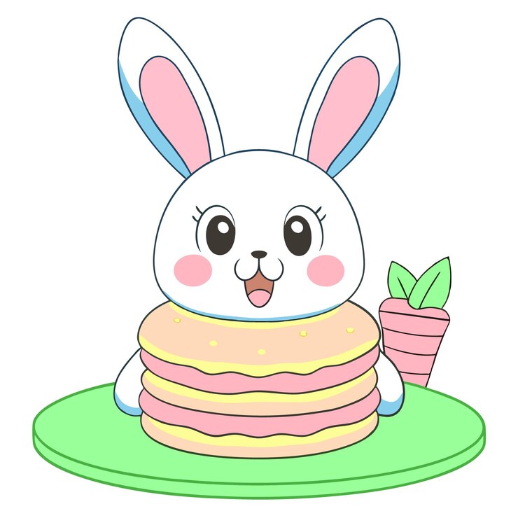 Vecteur un gâteau de lapin avec un cupcake sur le dessus