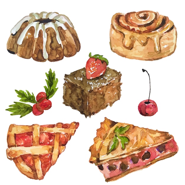 gâteau de noël aquarelle