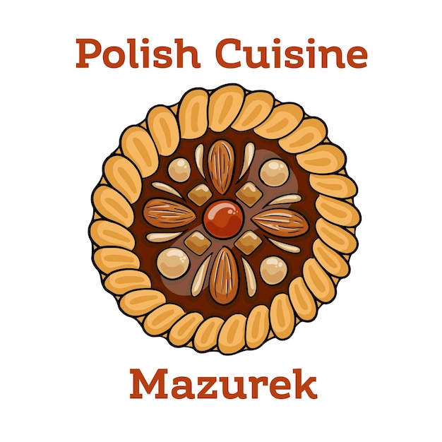 Gâteau de Pâques polonais traditionnel Mazurek sur fond blanc