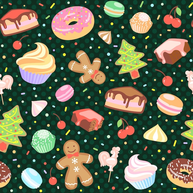 Gâteau, Sapin De Noël, Meringue, Cerise, Cupcake Donut Gingerbread Man Bonbon Macaron