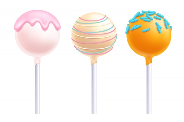 Gâteau Sucettes Pops Set Illustration.