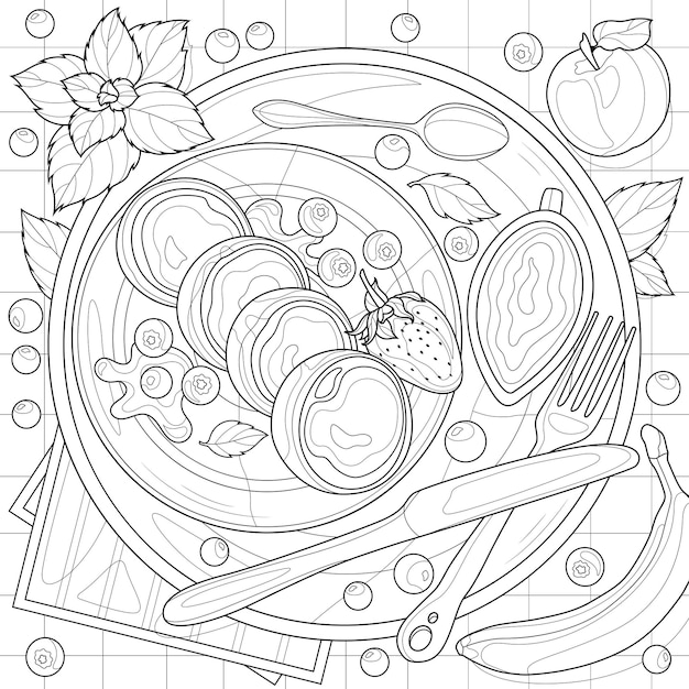 Gâteaux Au Fromage Avec Du Fromage Cottage Sur Un Plateaulivre De Coloriage Antistress Pour Enfants Et Adultes