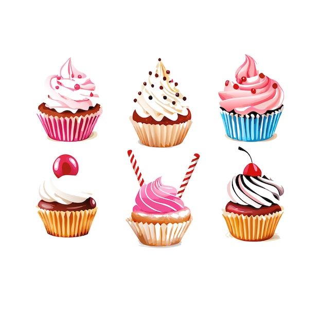 Gâteaux réalistes 3D pâtisseries dessert gâteaux muffin avec de la crème fouettée miel arômes pâtisserie maison dans la tasse de tasse 3