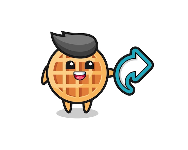 La Gaufre De Cercle Mignonne Tient Le Symbole De Partage De Médias Sociaux, Conception Mignonne