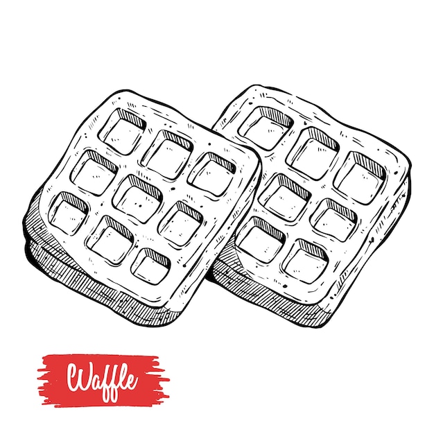 Gaufre Dessinée à La Main Avec Un Style De Croquis Conception D'élément De Dessin Utilisé Pour La Bannière Et L'étiquette D'affiche De Menu