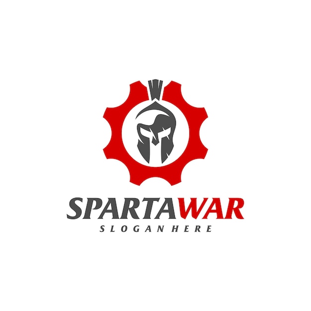 Gear Spartan Warrior Logo Vector Casque Spartan Modèle De Conception De Logo Symbole D'icône Créative