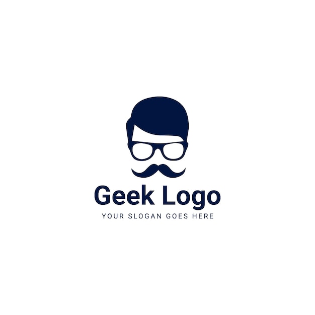 Geek avec la moustache et les lunettes logo