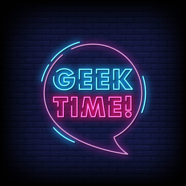 Geek Time Neon Signs Style Texte Vecteur