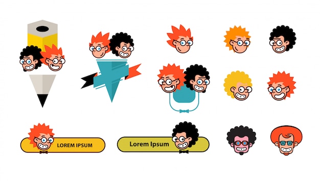 Geeks De Personnages De Dessins Animés Dans Un Style Plat.