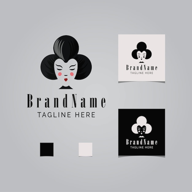 Vecteur geisha rami logo design illustration vectorielle