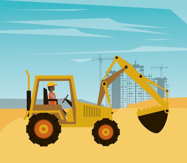 Générateur d'homme travaillant sous la scène de la construction