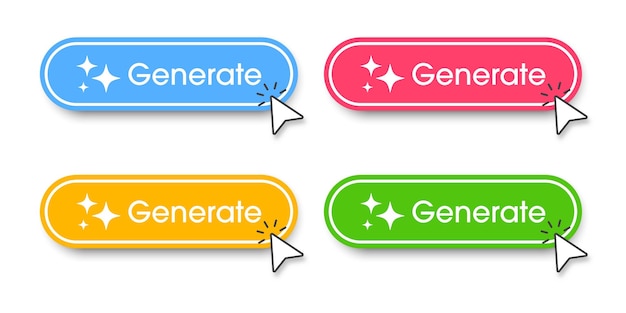 Générer un bouton d'IA Un ensemble de boutons avec des symboles d'IA Générer un style de conception plat pour les applications, les sites Web, les interfaces et les applications mobiles Technologie d'intelligence artificielle Illustration vectorielle