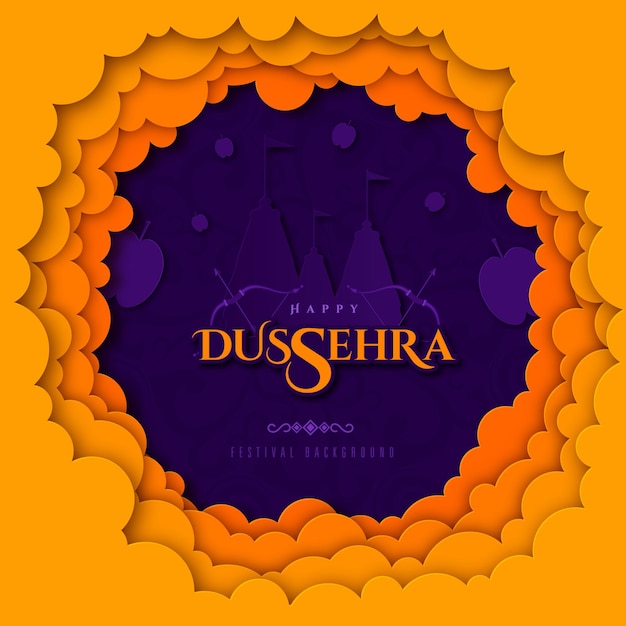 Génial vecteur heureux dussehra seigneur rama style origami illustration fond