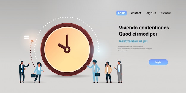 Gens D'affaires Communiquant Près De L'heure Limite De Gestion Du Temps D'horloge