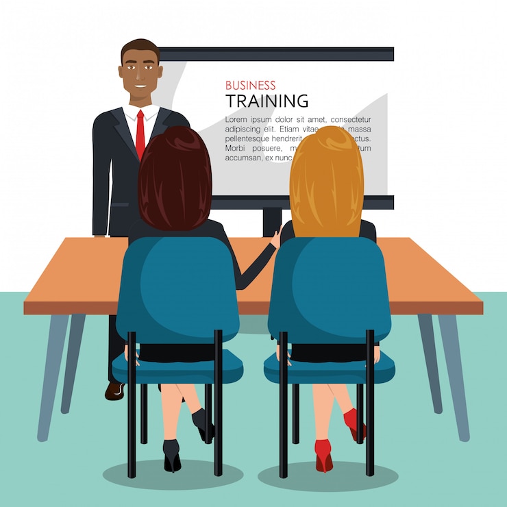 Vecteur les gens d&#39;affaires dans la conception de processus de formation isolé icône