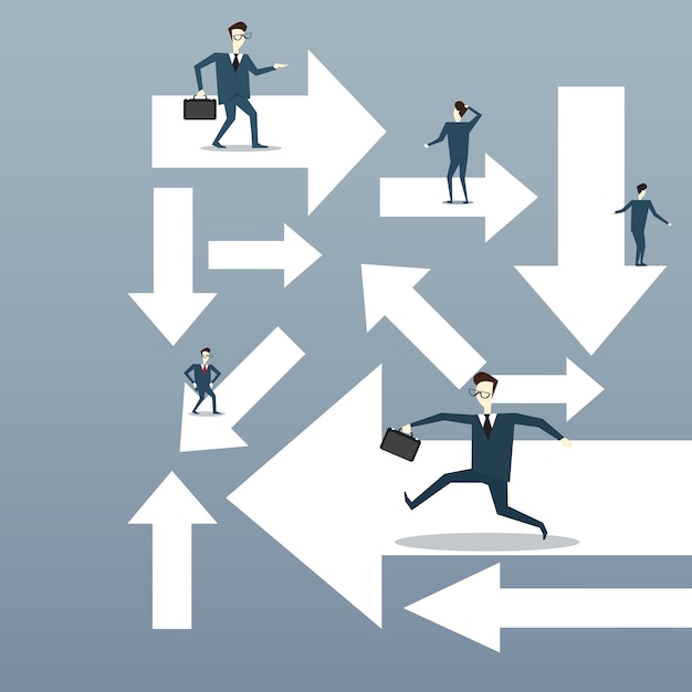 Vecteur les gens d'affaires exécutant des flèches
