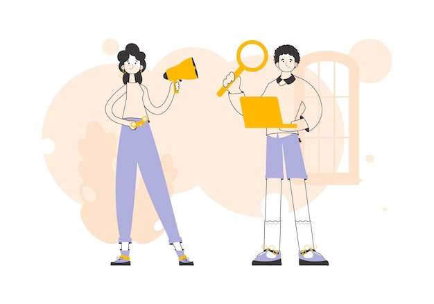 Les gens d'affaires recherchent du personnel Style linéaire