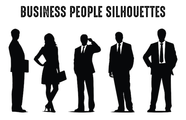 Les Gens D'affaires Vecteur Silhouettes Set Hommes Et Femmes D'entreprise Silhouette Clipart Bundle