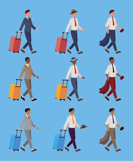 Gens d'affaires de voyageur de groupe