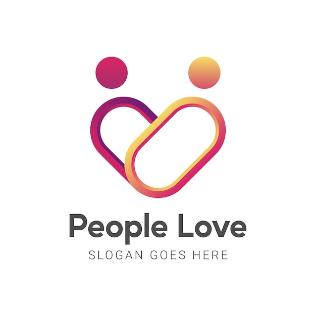 Les Gens Aiment Logo Design Gens Coeur Logotype