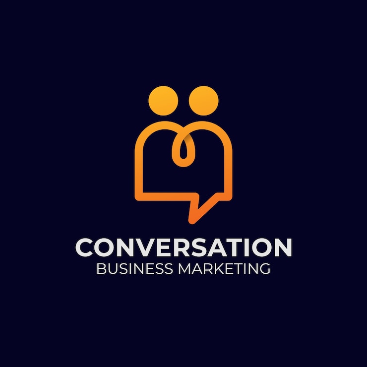 Vecteur les gens de l'art en ligne discutent, logo moderne de conversation