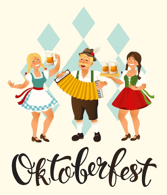 Vecteur les gens boivent de la bière oktoberfest party.