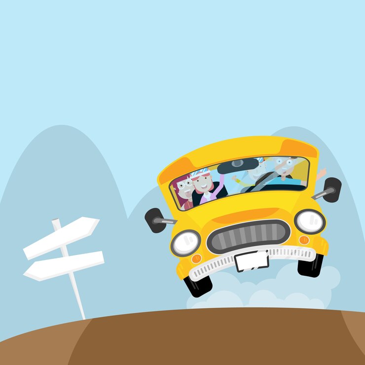 Vecteur les gens en bus vont voyager en vacances