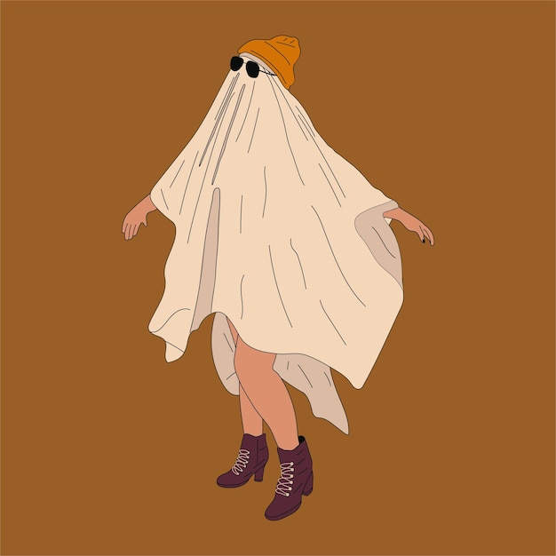 Gens en costume d'Halloween Ghost Illustration vectorielle de style design plat