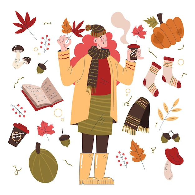 Gens De Design Plat En Illustration D'automne