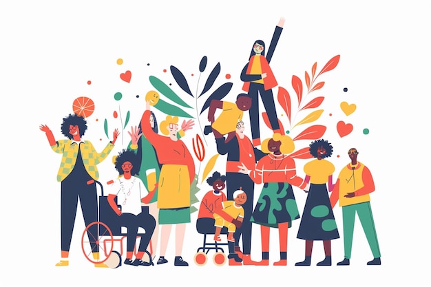 Des gens divers au centre de l'illustration