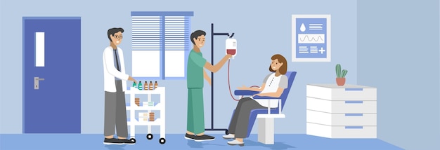 Les gens donnent du sang à l'hôpital.