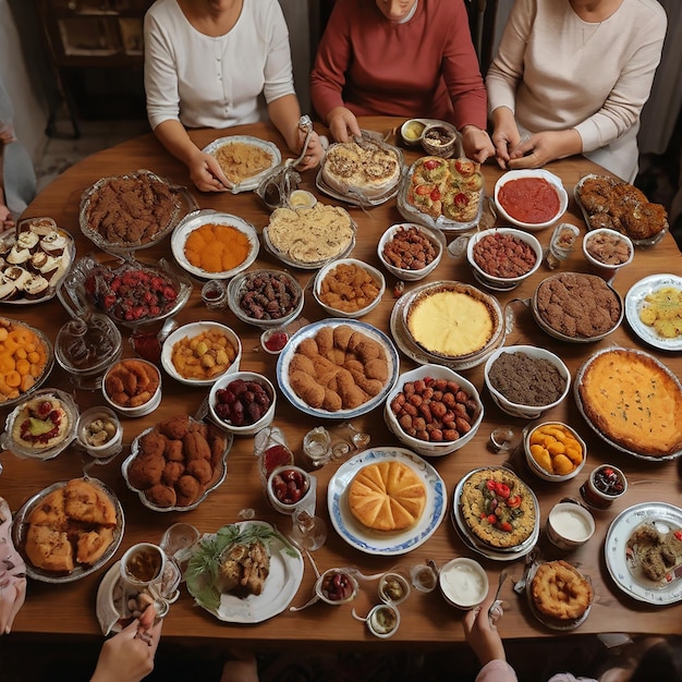 Vecteur des gens du moyen-orient mangeant à la table pendant le jeûne du ramadan