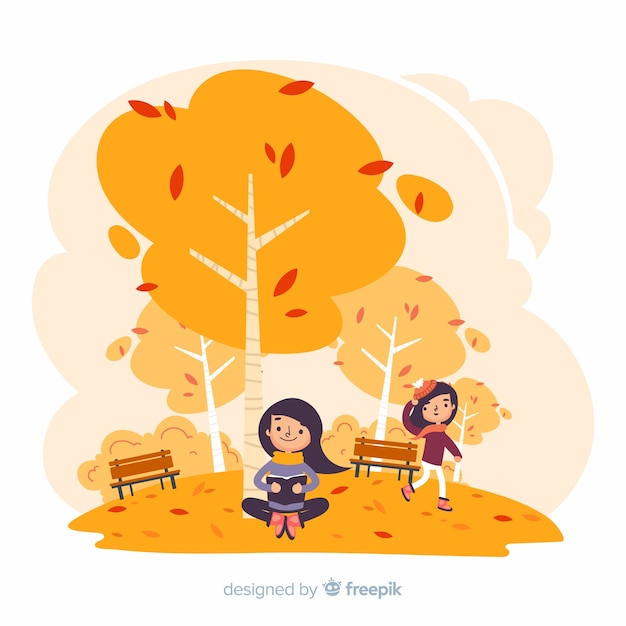 Gens, faire, activités, dans, automne, parc