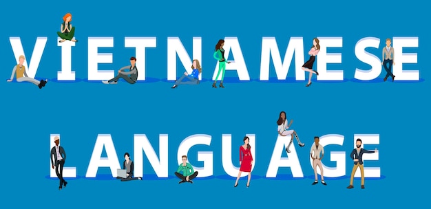 Vecteur les gens sur la langue vietnamienne pour l'application mobile web