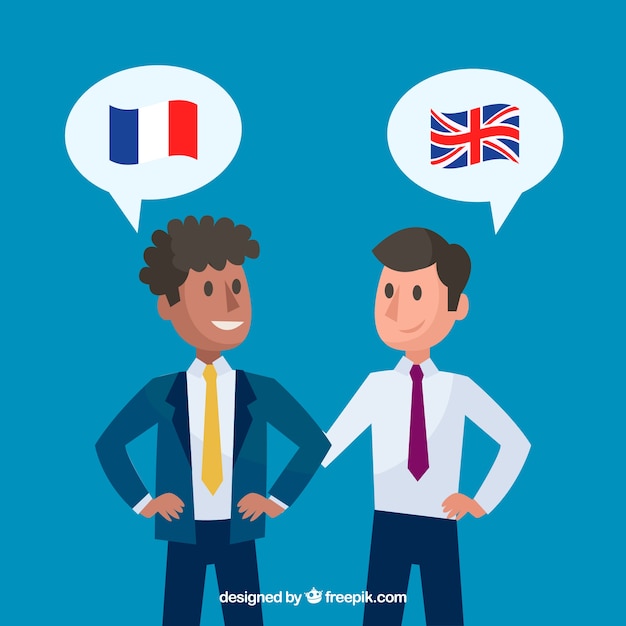 Gens parlant différentes langues avec un design plat
