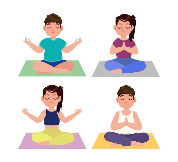 Des Gens Plats Méditant Illustration De Yoga