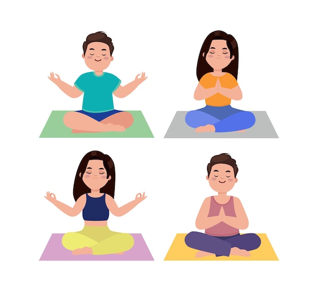 Des Gens Plats Méditant Illustration De Yoga