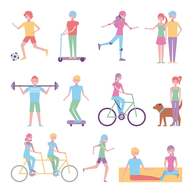 les gens qui font des activités différentes hommes et femmes