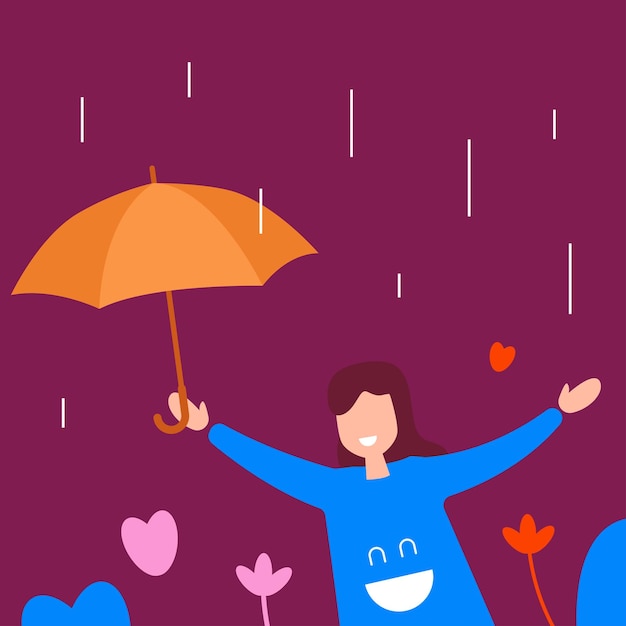 Les gens sur Rainy Day Flat Design Character Illustration