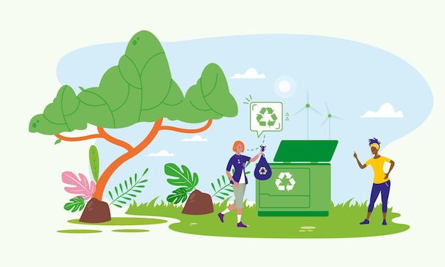 Les gens se livrent à un recyclage écologique en plein air