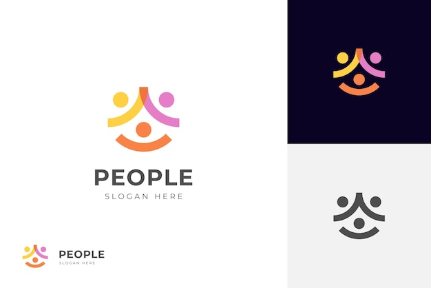 Vecteur les gens se regroupent logo conception d'icône avec des gens heureux communauté humaine vecteur symbole graphique amitié modèle de logo