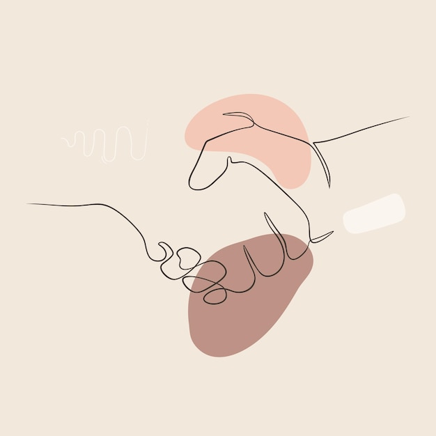 Les gens se serrent la main en dessinant une ligne d'illustration vectorielle continue
