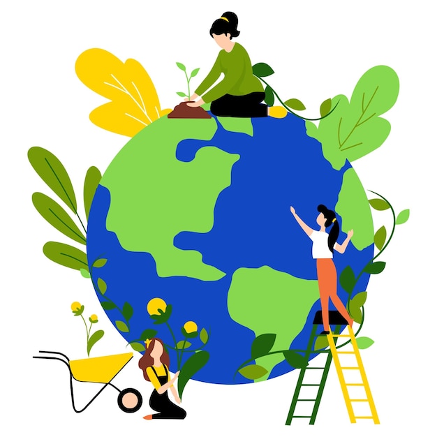 Les gens se soucient de la planète Terre Protéger l'éco-environnement