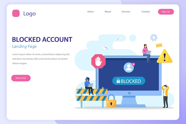 Les gens sont très surpris et anxieux à propos du compte d'utilisateur bloqué Les experts aident l'utilisateur à débloquer le compte Modèle vectoriel plat
