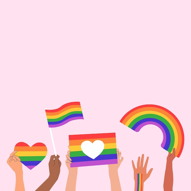 Les gens tiennent un drapeau avec un arc-en-ciel LGBT pendant la célébration du mois de la fierté contre la violence des