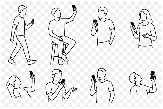 Les gens utilisent leurs smartphones dans diverses poses